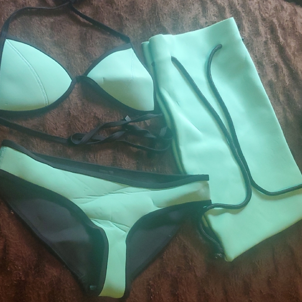 Triangl Swimwear Mint and Black Bikini